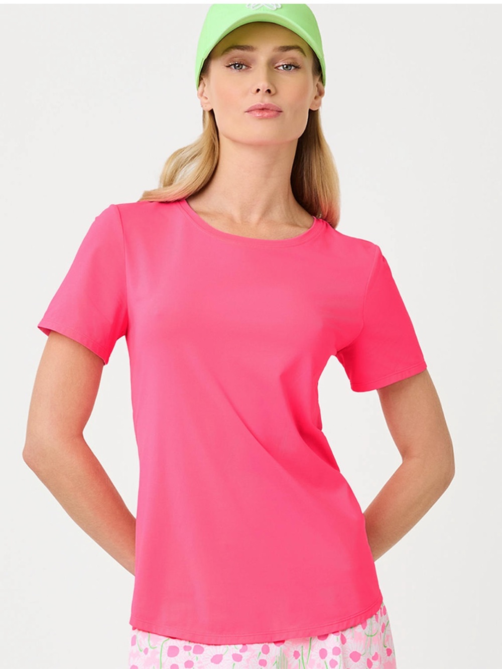 Lilly Pulitzer UPF 50 + Luxletic Westley Active Tee, L, Cherry Blossom Pink